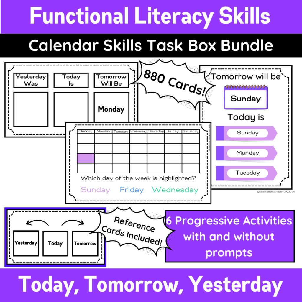 Image for a calendar task box bundle for special education teachers and classrooms